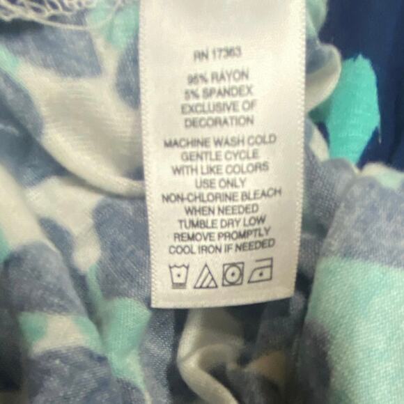 Ellen Tracy Blue Leopard Print Tunic Top Size L – Boho 3/4 Sleeve Blouse - Picture 5 of 7